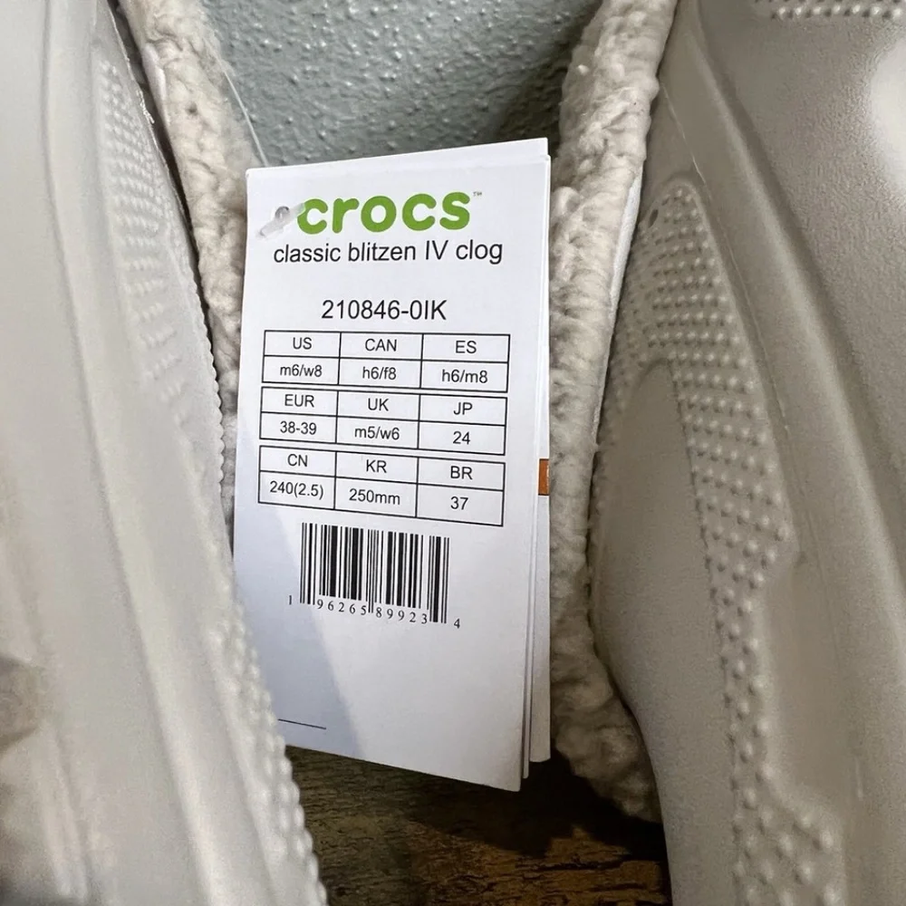 Crocs BEIGE CLASSIC BLITZEN IV LINED CLOG Men's 6 / Women's Size 8 NEW - Picture 6 of 6